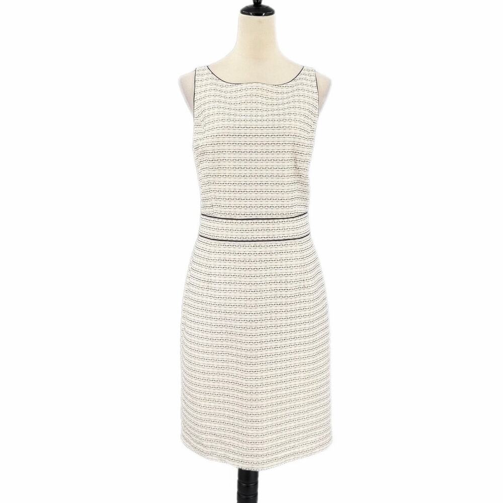 Banana Republic White Black Tweed Cotton Professional Workwear Polished Dress